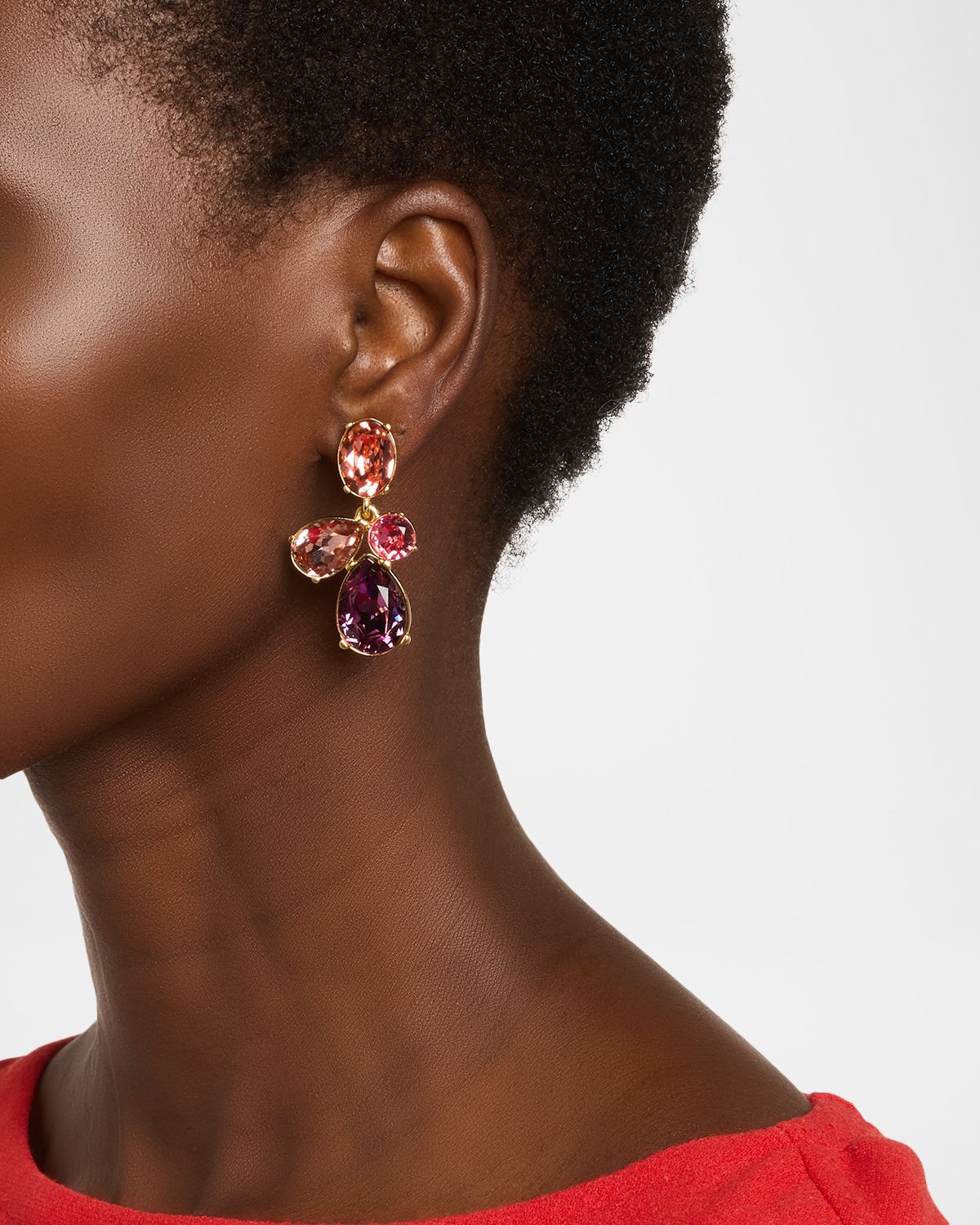 Oscar de la Renta Petal Drop Crystal Earrings