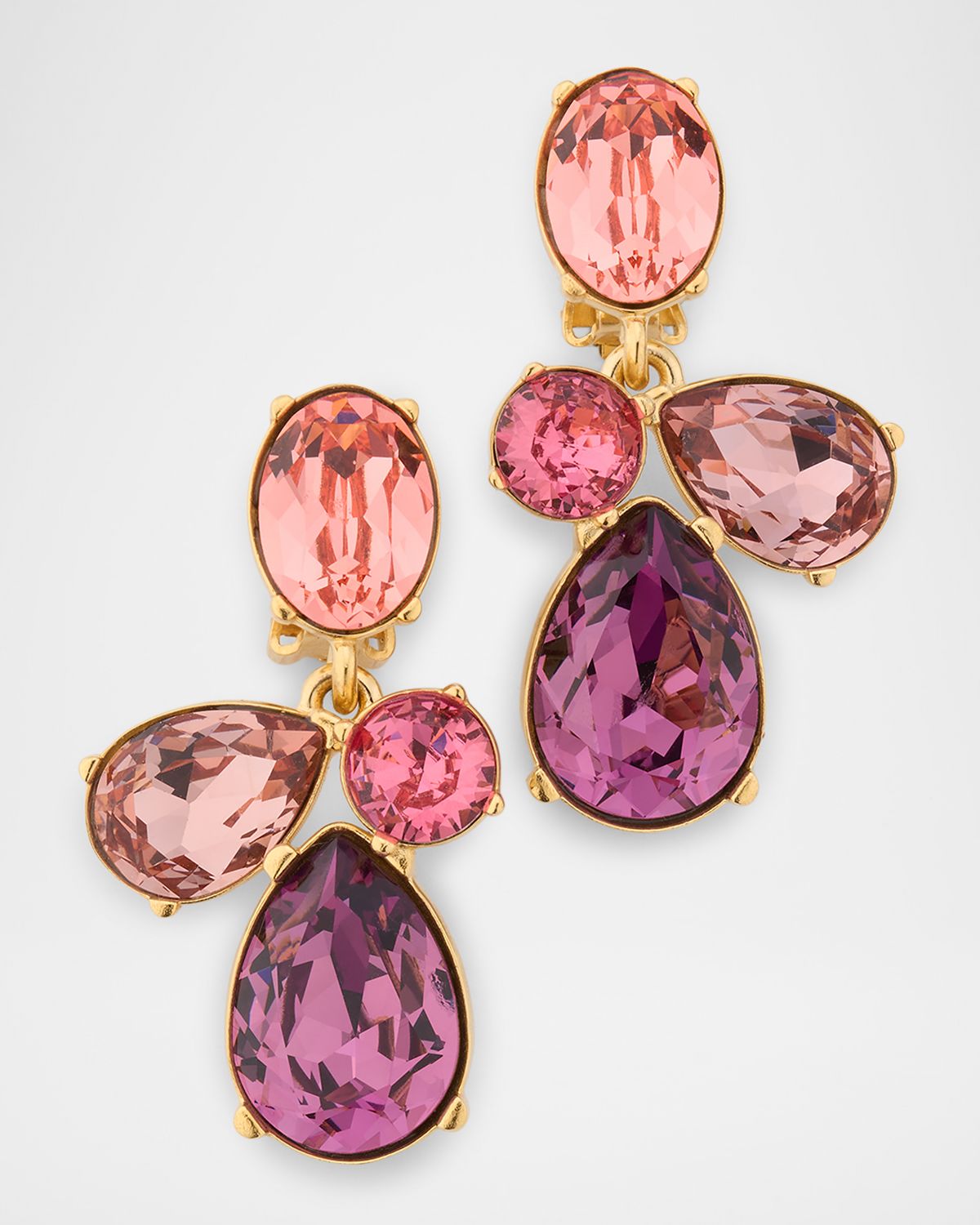 Oscar de la Renta Petal Drop Crystal Earrings