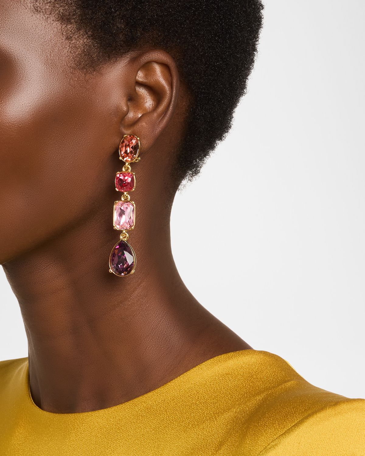 Oscar de la Renta Four Drop Crystal Earrings