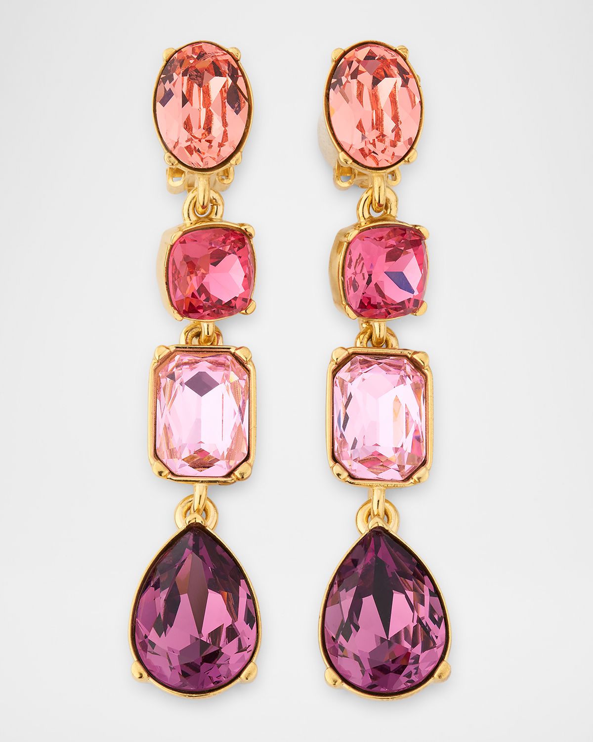 Oscar de la Renta Four Drop Crystal Earrings