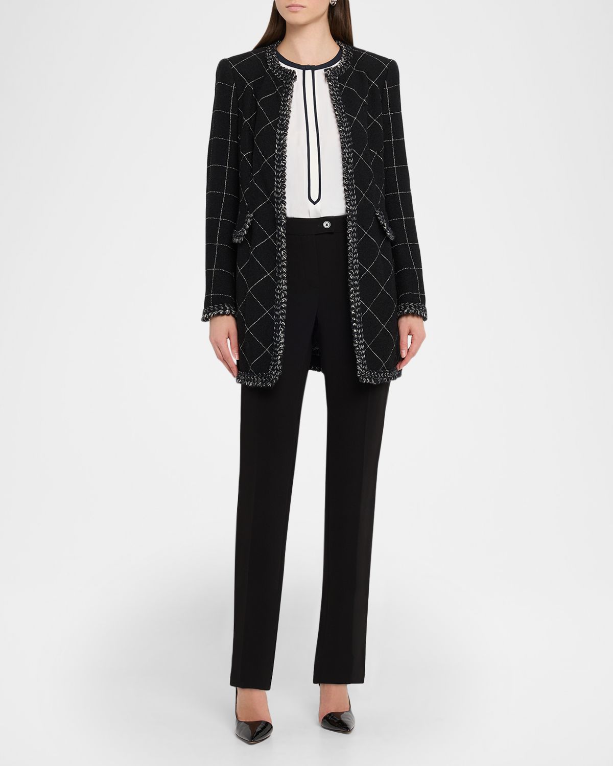 Maison Common Silk-Blend Blouse with Piping