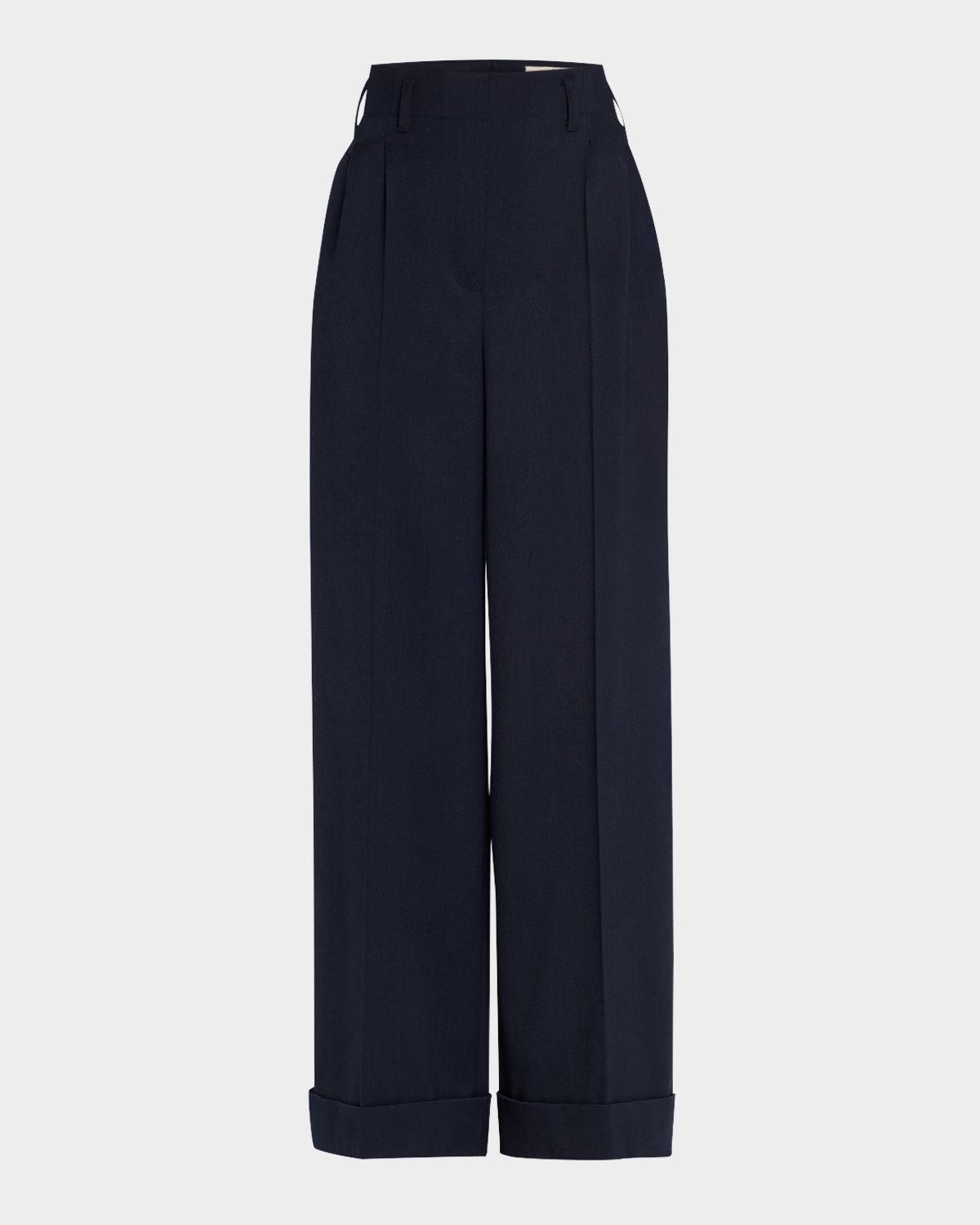Maison Common Wool-Blend Wide-Leg Cuffed Pants