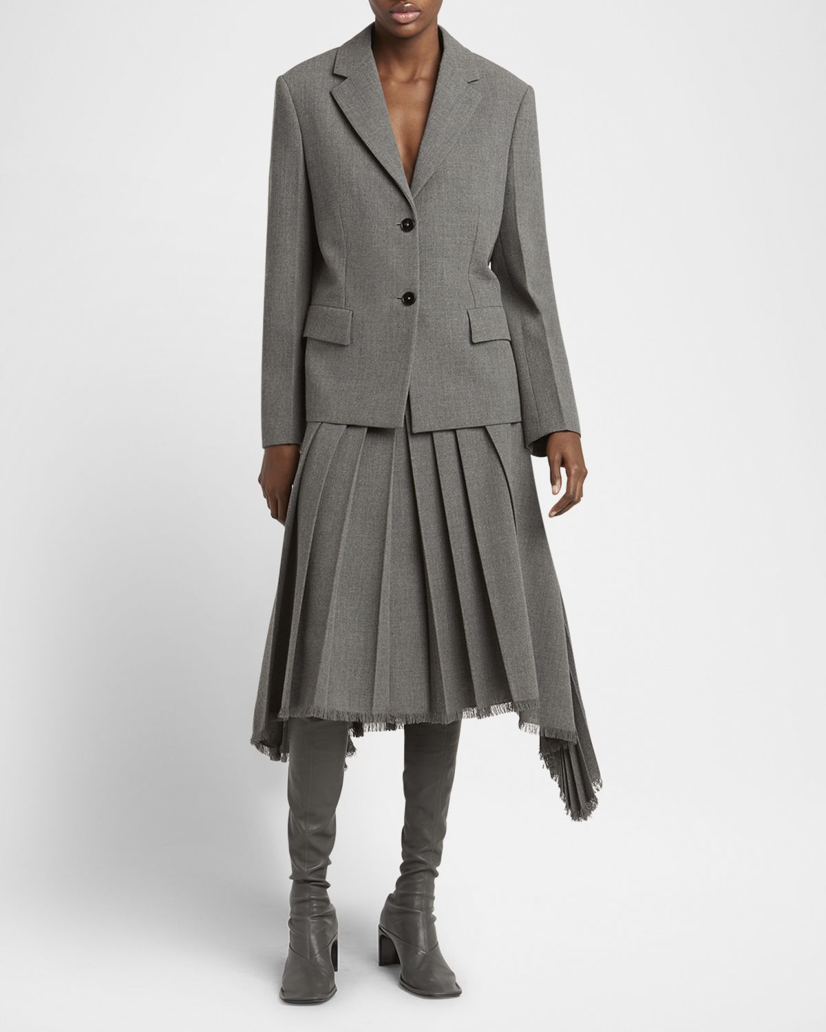 Jil Sander Curved-Yoked Pleated Midi Skirt