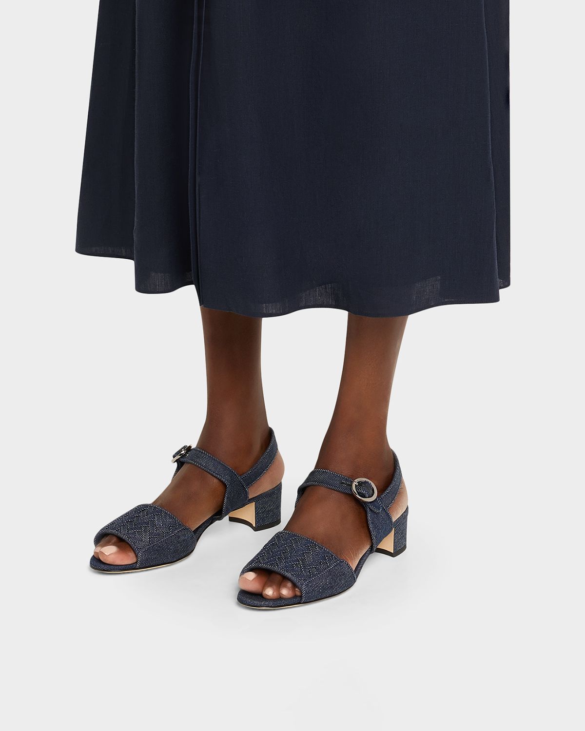 Manolo Blahnik Chambray Vibius Den Buckle-Strap Sandals