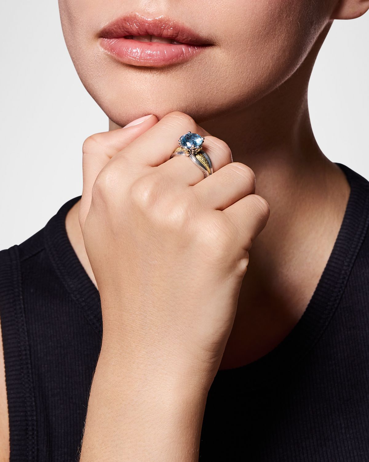 Konstantino Kyma Silver and Gold Sky Blue Topaz Ring