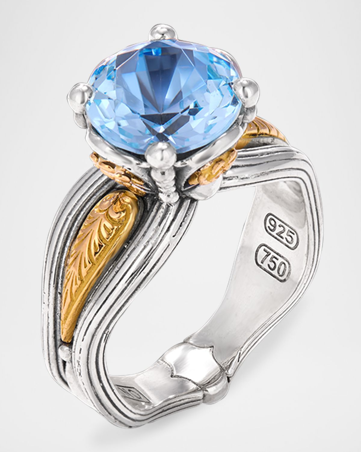 Konstantino Kyma Silver and Gold Sky Blue Topaz Ring