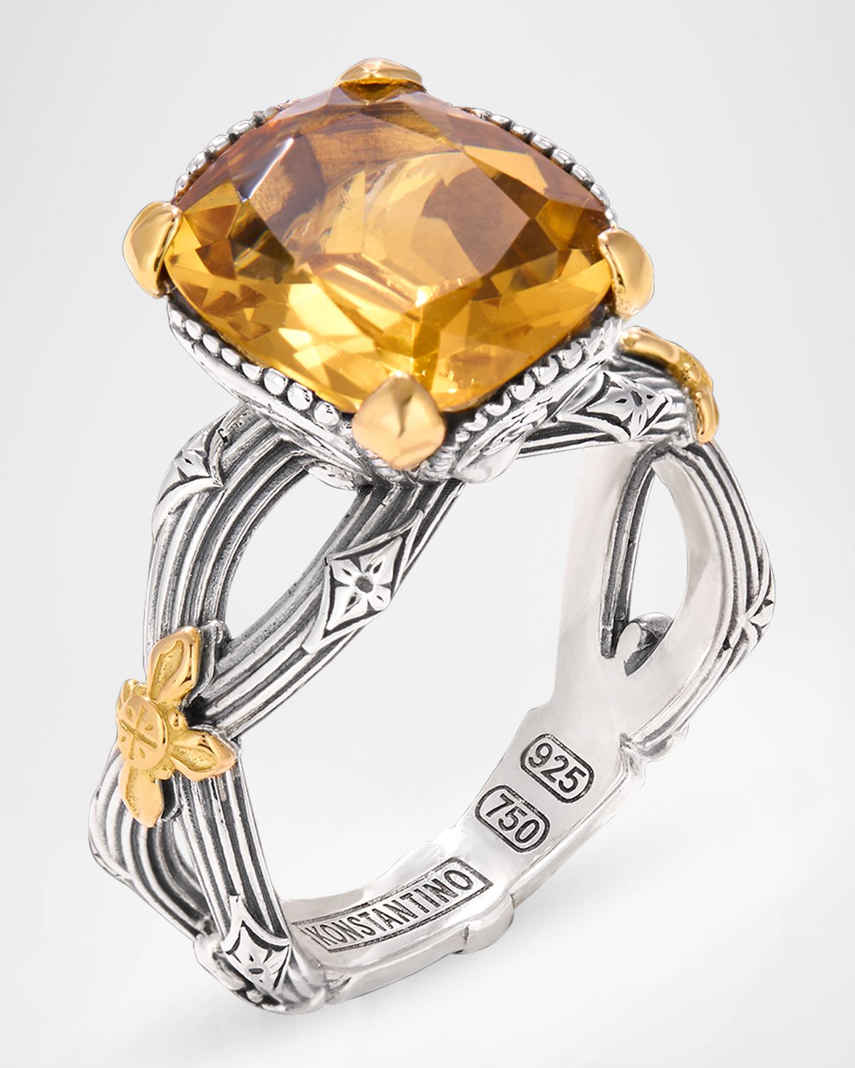 Konstantino Kyma Silver and Gold Citrine Ring