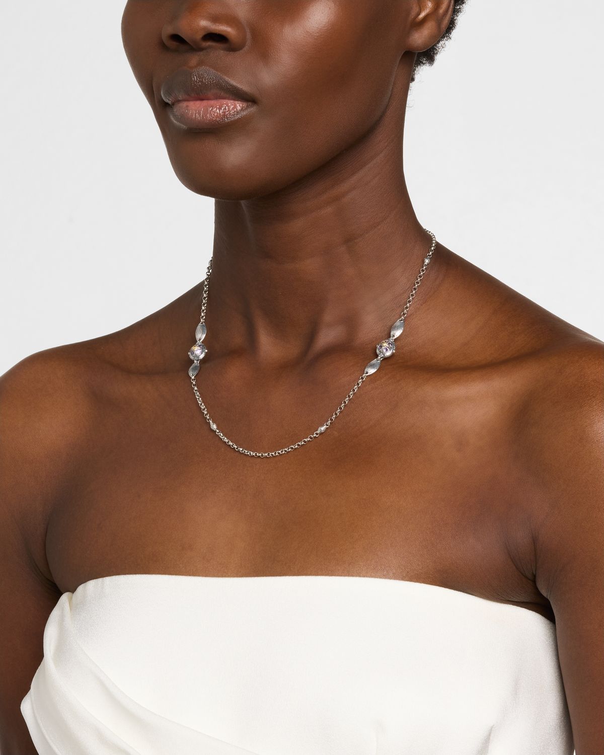 Konstantino Kyma Amethyst, Quartz and Swiss Topaz Necklace