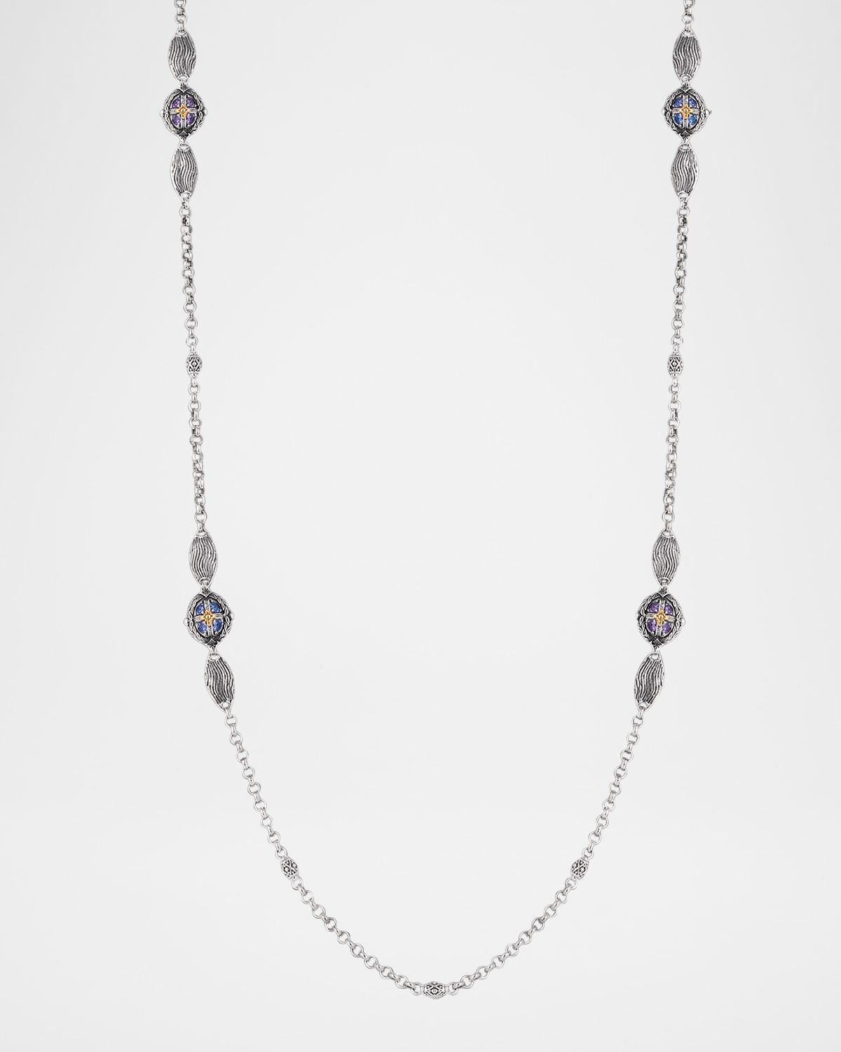Konstantino Kyma Amethyst and Swiss Blue Topaz Necklace