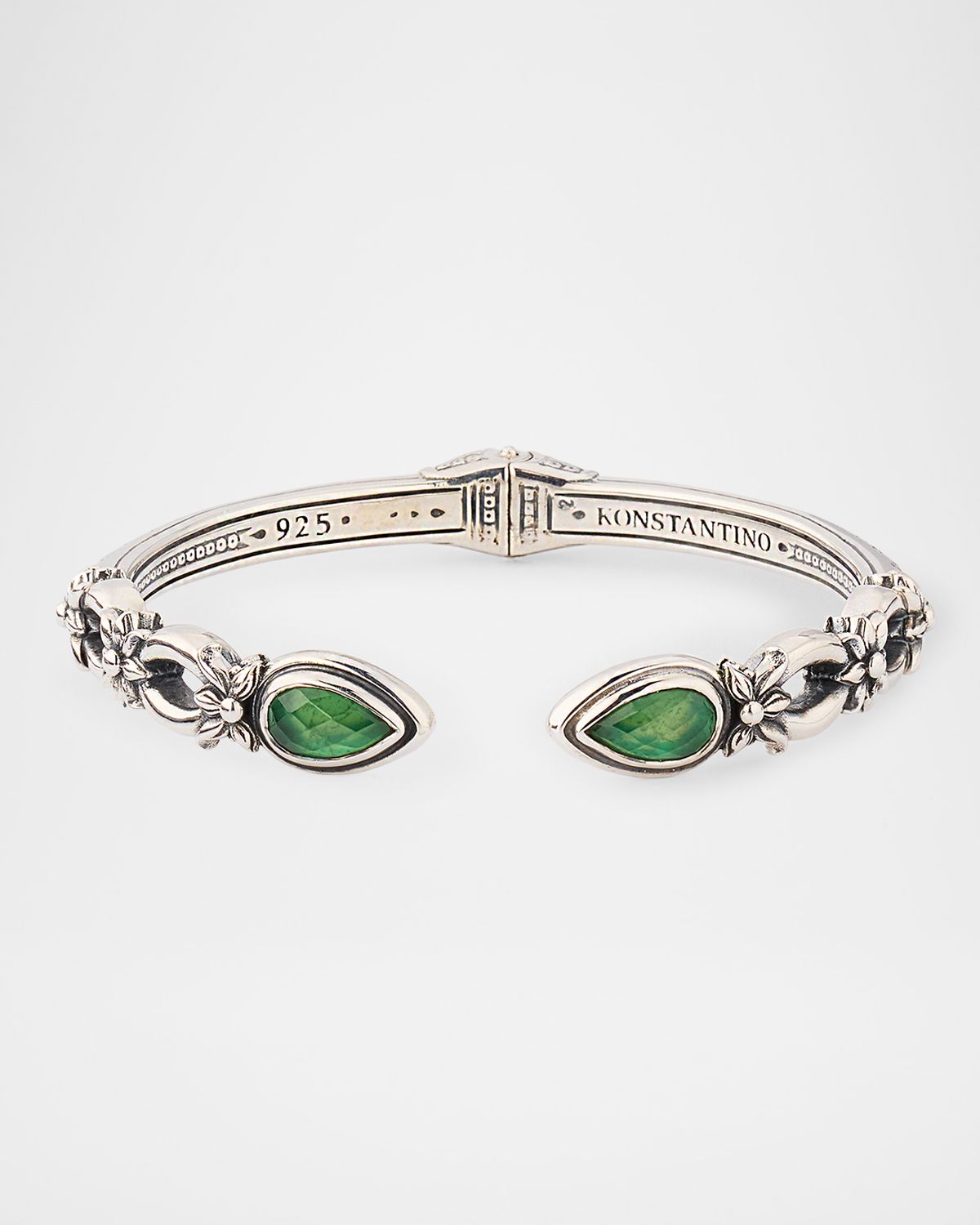 Konstantino Ivy Rock Crystal, Aventurine and MOP Triplet Cuff Bracelet