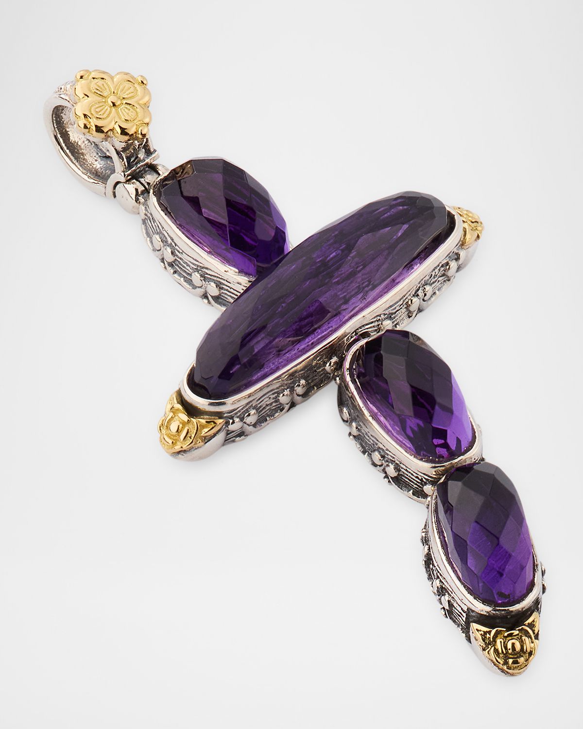 Konstantino Kyma Amethyst and Quartz Doublet Cross Pendant