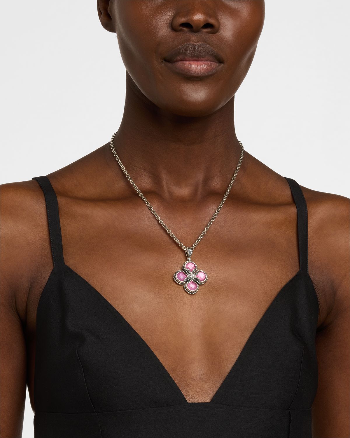 Konstantino Ivy Rock Crystal, Strawberry Quartz and MOP Triplet Enhancer