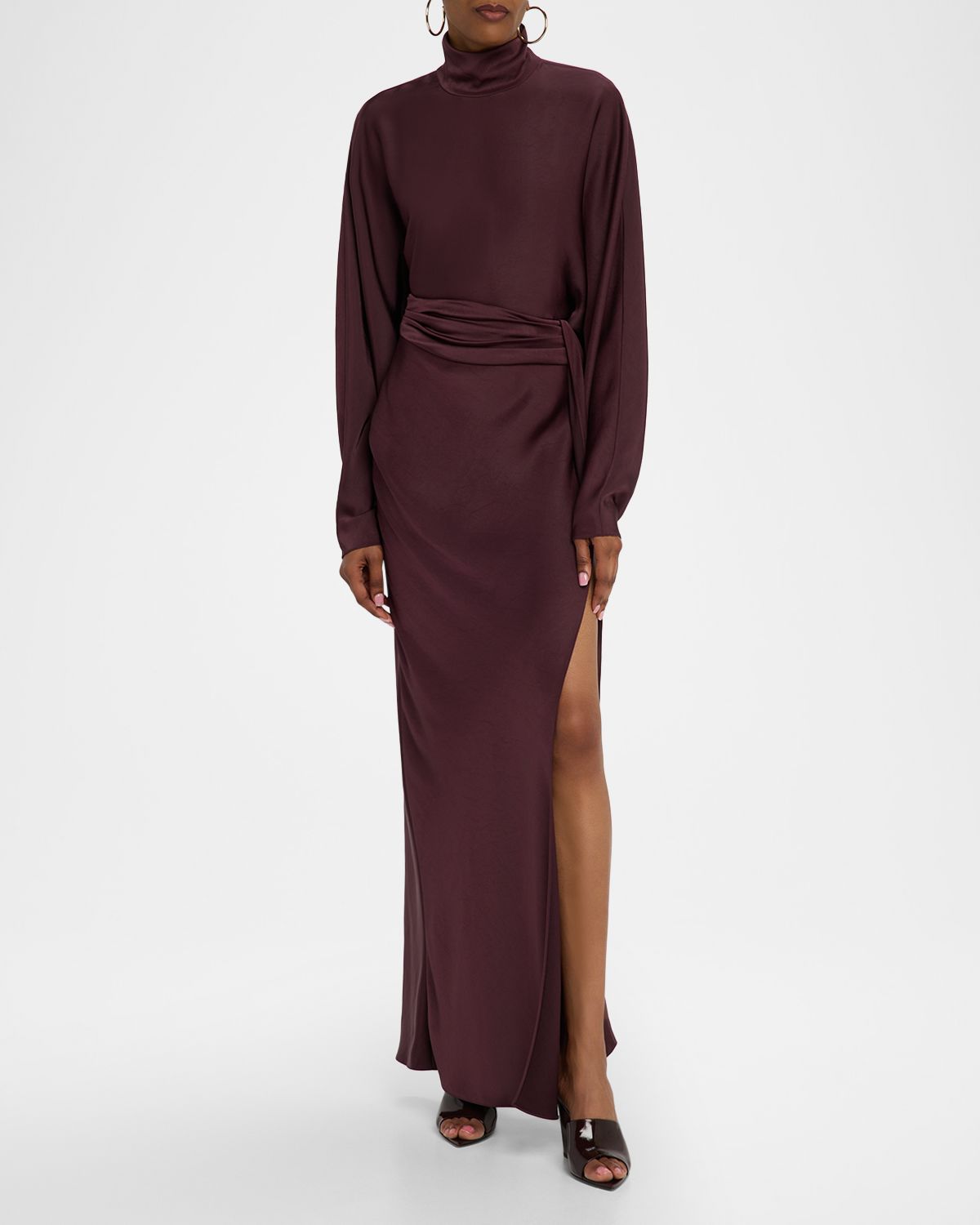 LAPOINTE Lightweight Satin Asymmetric Maxi Skirt