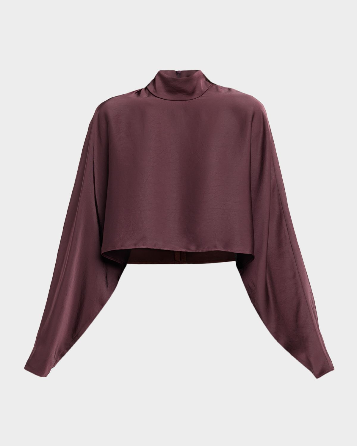 LAPOINTE Lightweight Satin Crop Caftan Top