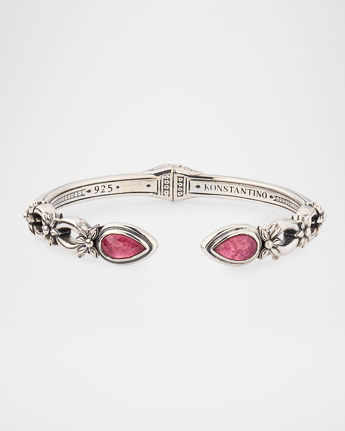 Konstantino Ivy Rock Crystal, Strawberry Quartz and MOP Triplet Cuff Bracelet