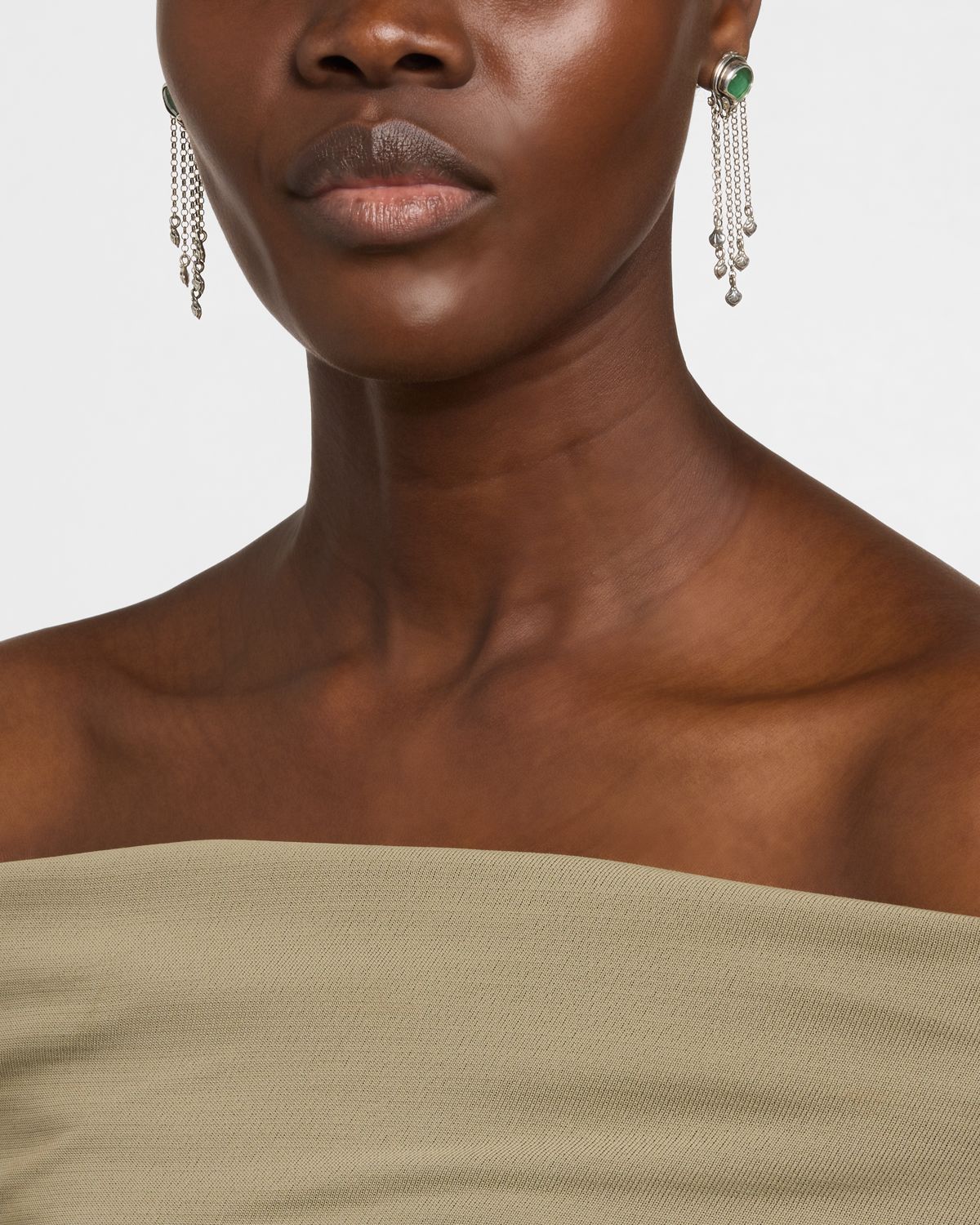 Konstantino Ivy Rock Crystal, Aventurine and MOP Triplet Dangle Earrings