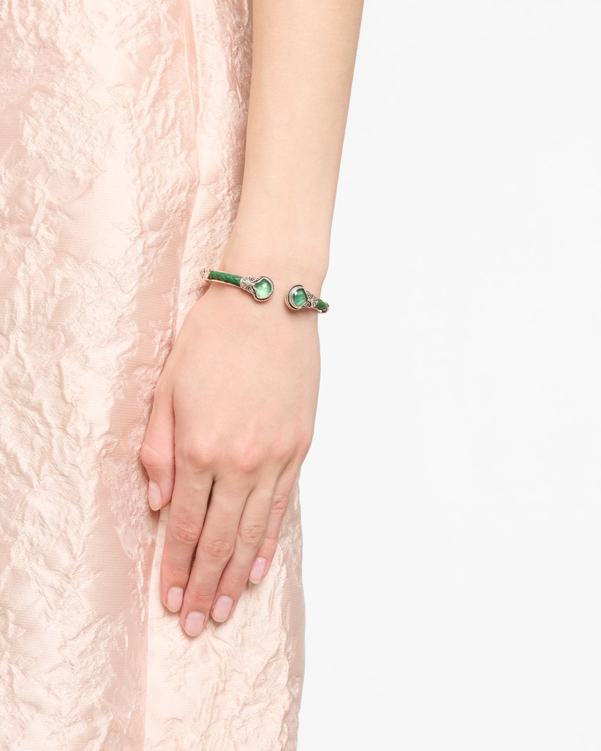 Konstantino Ivy Rock Crystal, Aventurine and MOP Triplet Cuff Bracelet