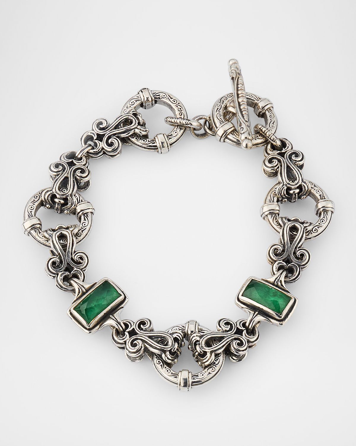 Konstantino Ivy Rock Crystal, Aventurine and MOP Triplet Bracelet