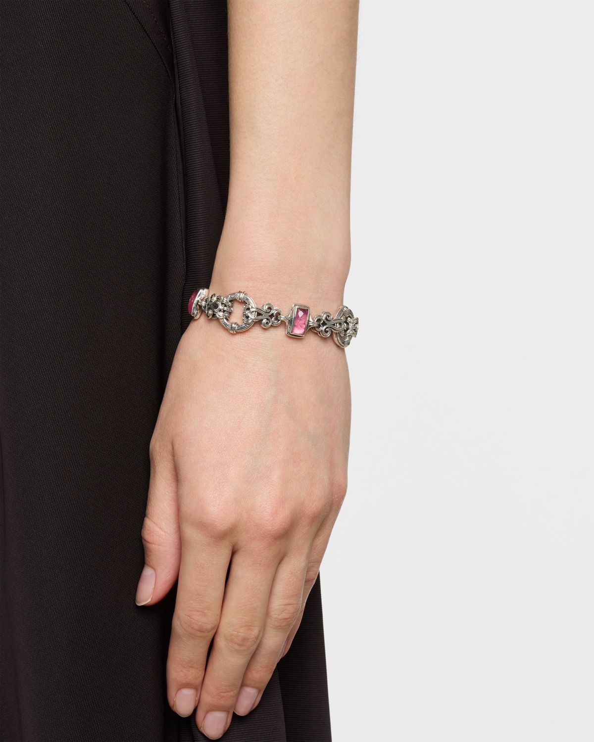 Konstantino Ivy Rock Crystal, Strawberry Quartz and MOP Bracelet