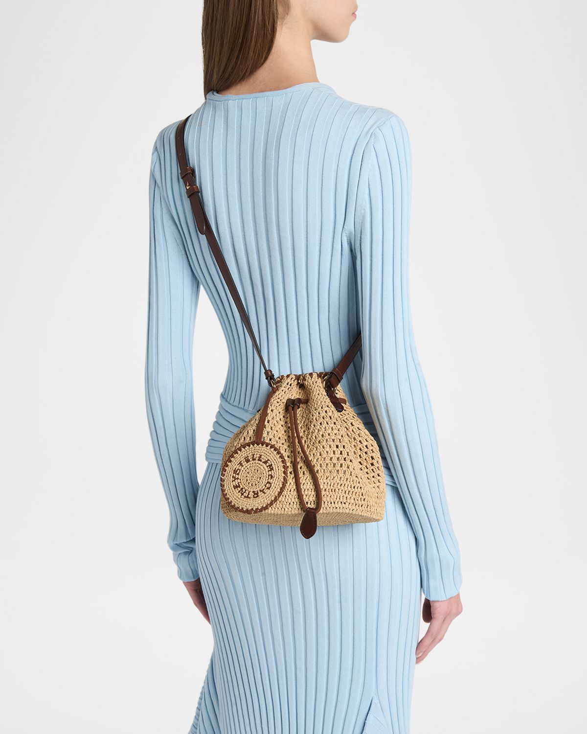 Stella McCartney Falabella Crochet Raffia Bucket Bag