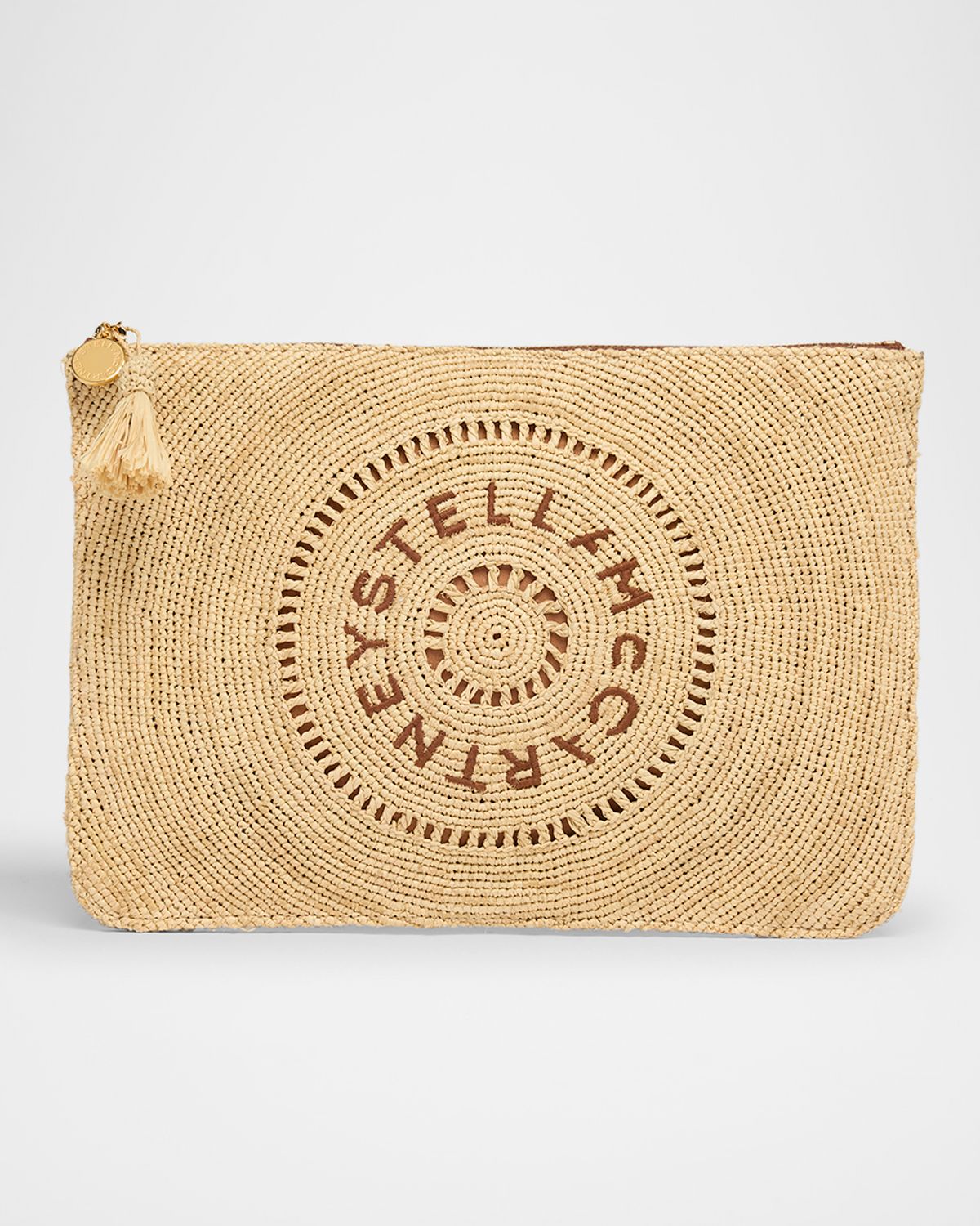 Stella McCartney Logo Crochet Raffia Pouch Bag