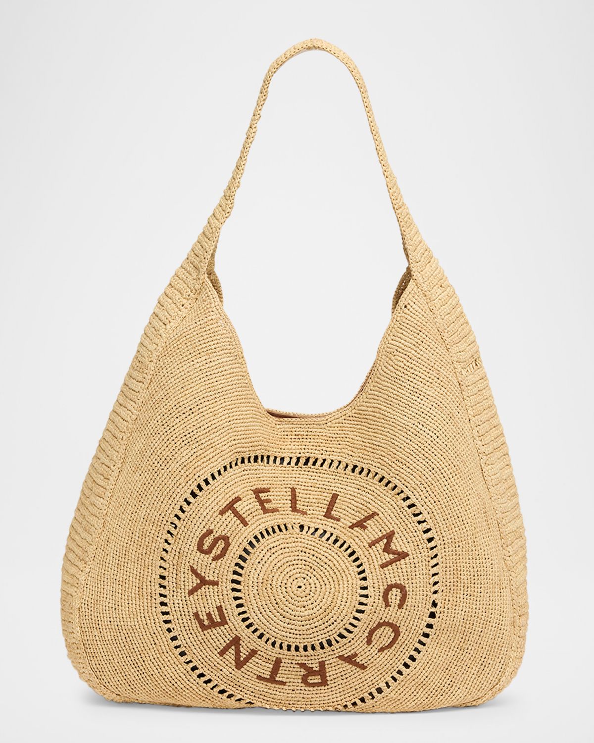 Stella McCartney Small Logo Crochet Raffia Hobo Bag