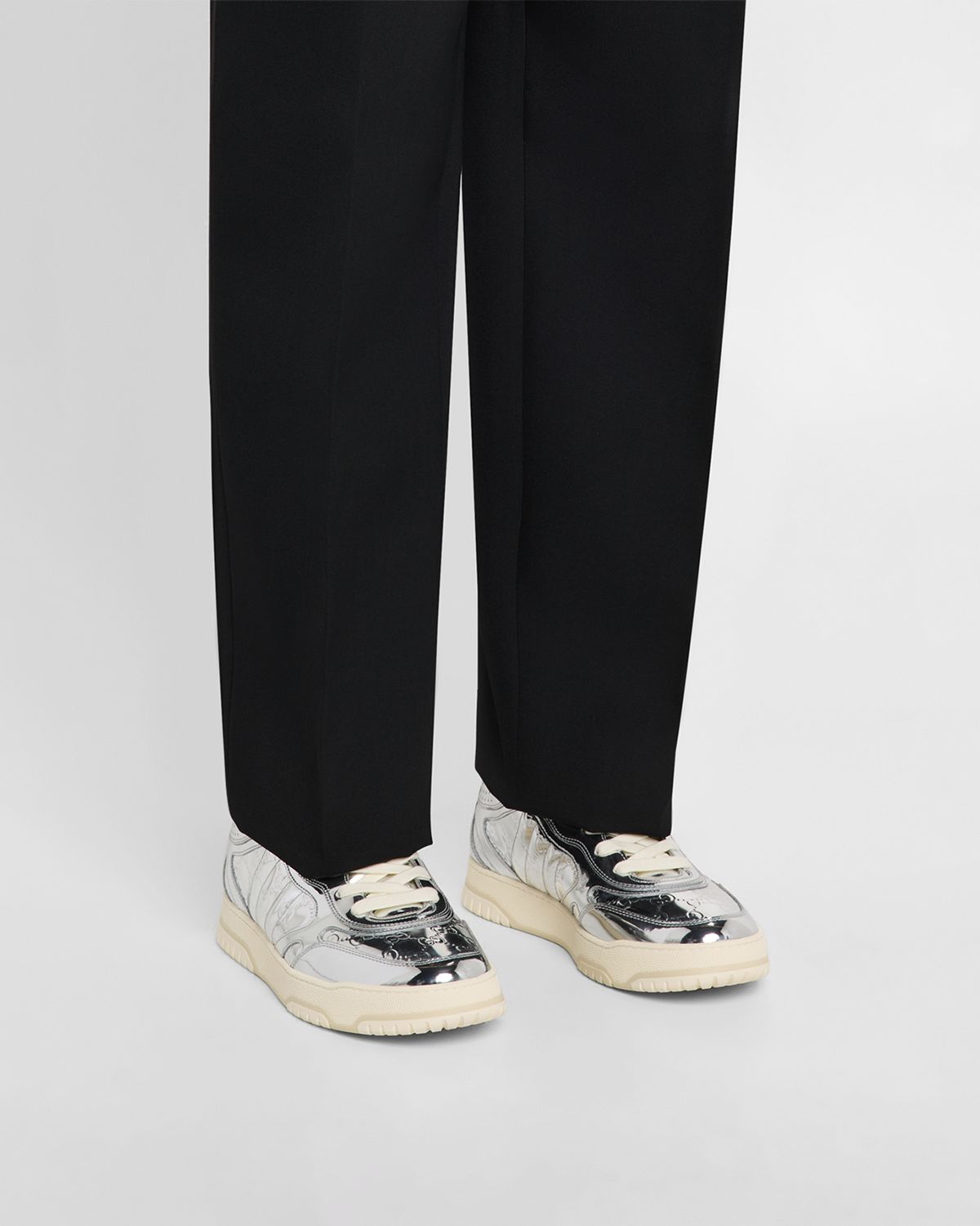 Gucci Men 's Re-Web Mirror Leather Fashion Sneakers