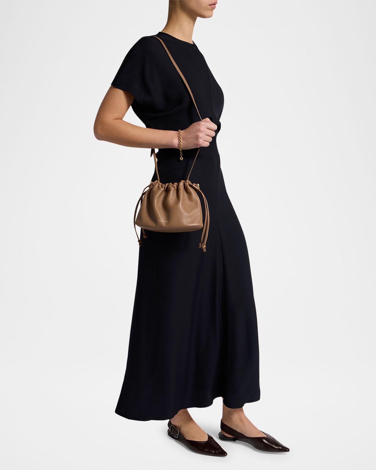 STRATHBERRY Charlotte Drawstring Leather Clutch Bag