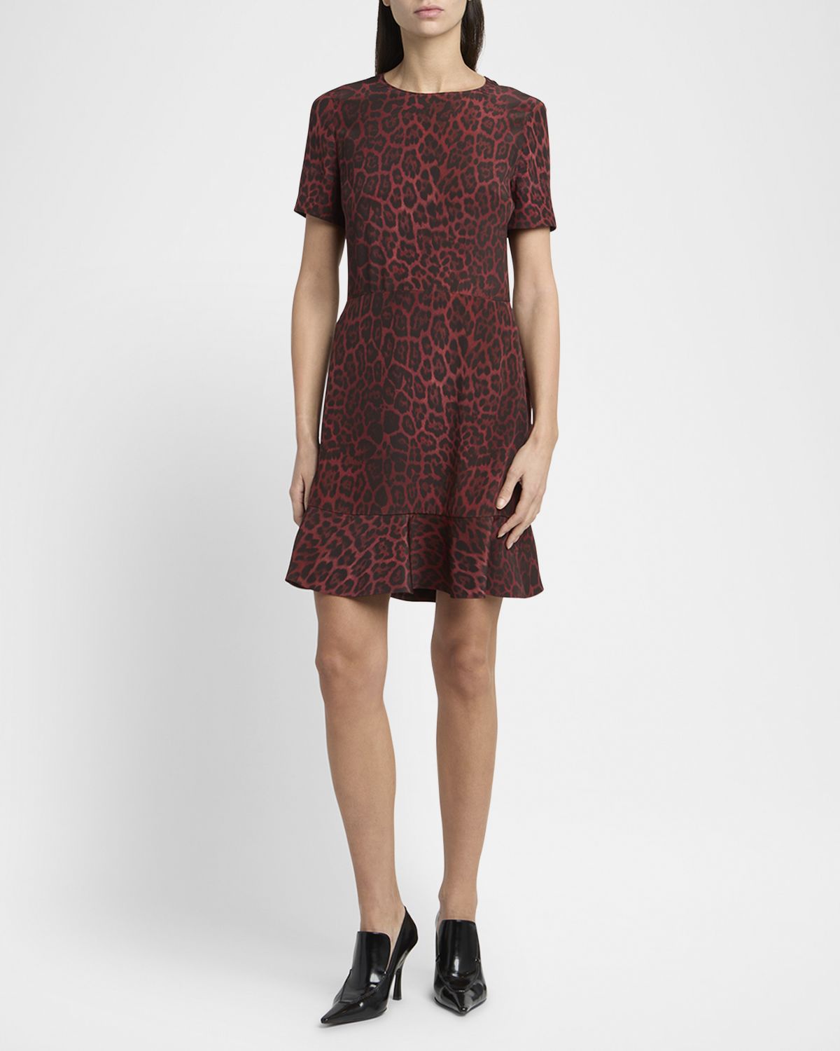 Stella McCartney Leopard Print Flared Hem Silk Dress