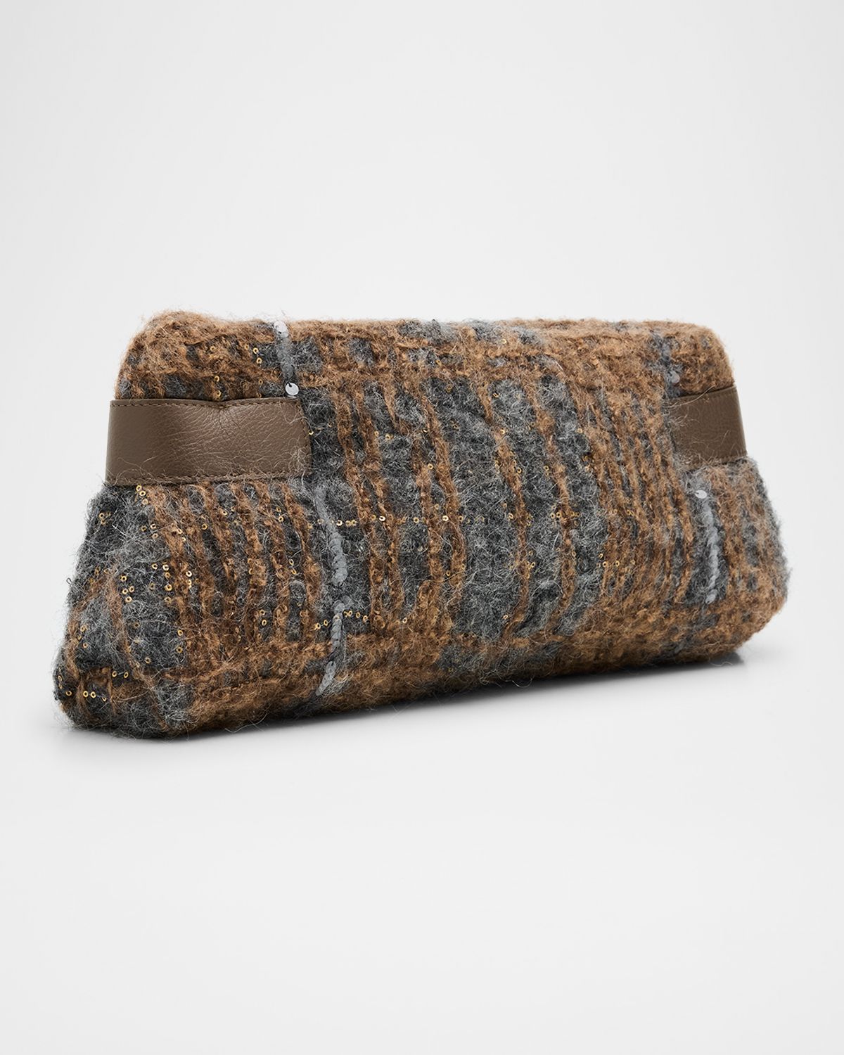 Brunello Cucinelli Essence Sequin-Embellished Fuzzy Clutch Bag