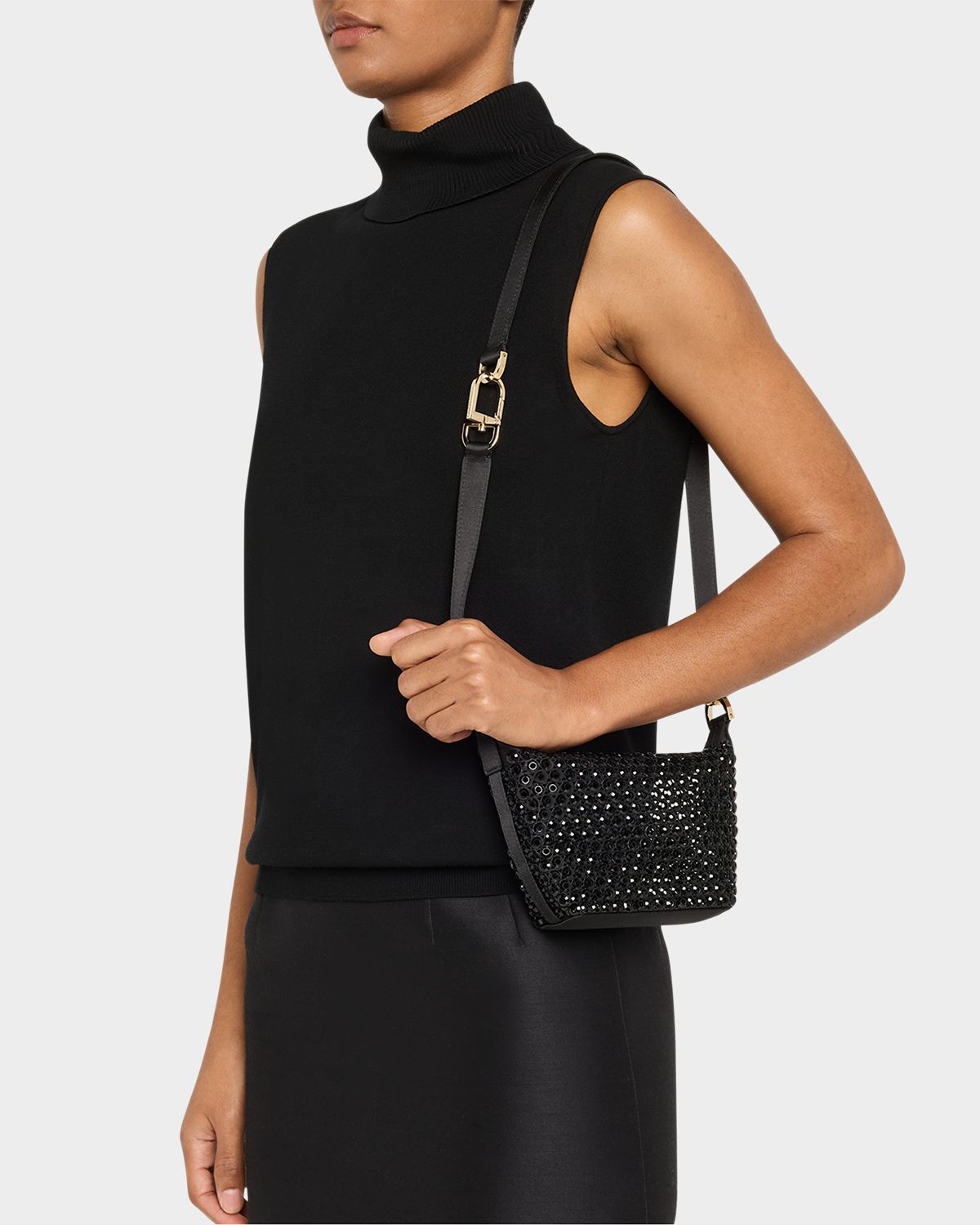 Giorgio Armani La Prima Rhinestone Silk Hobo Bag