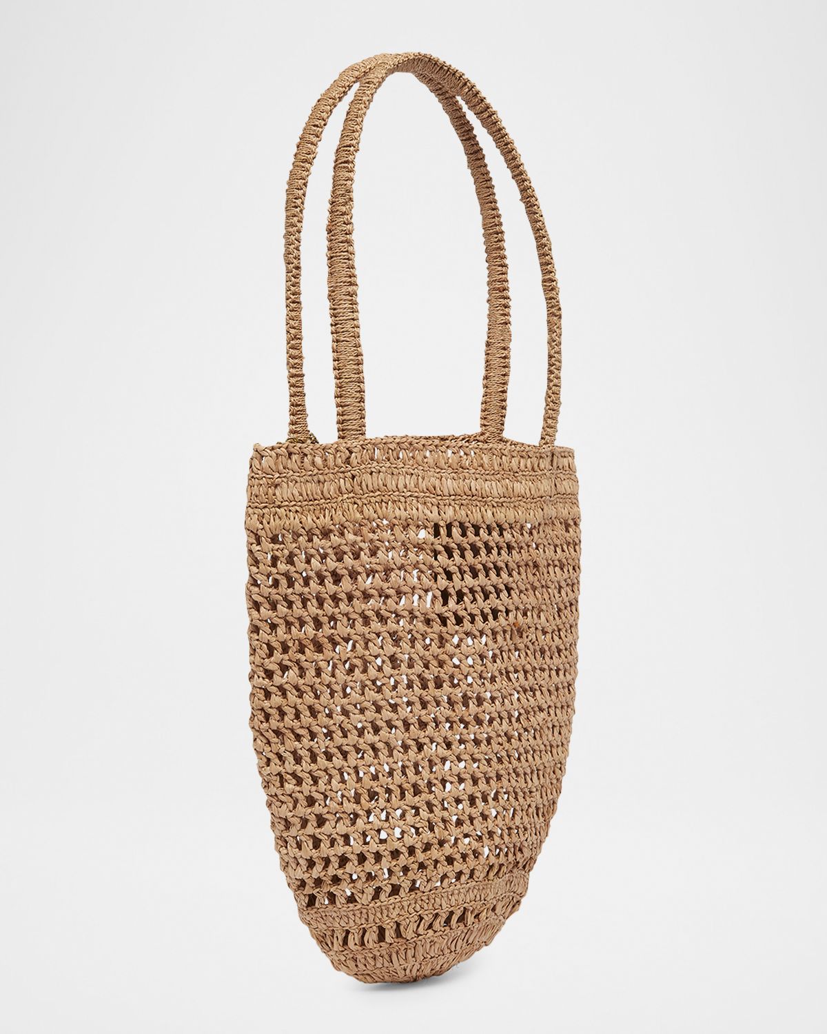 Chloe Summer Banana Small Shoulder Bag in Crochet Paper and Leather