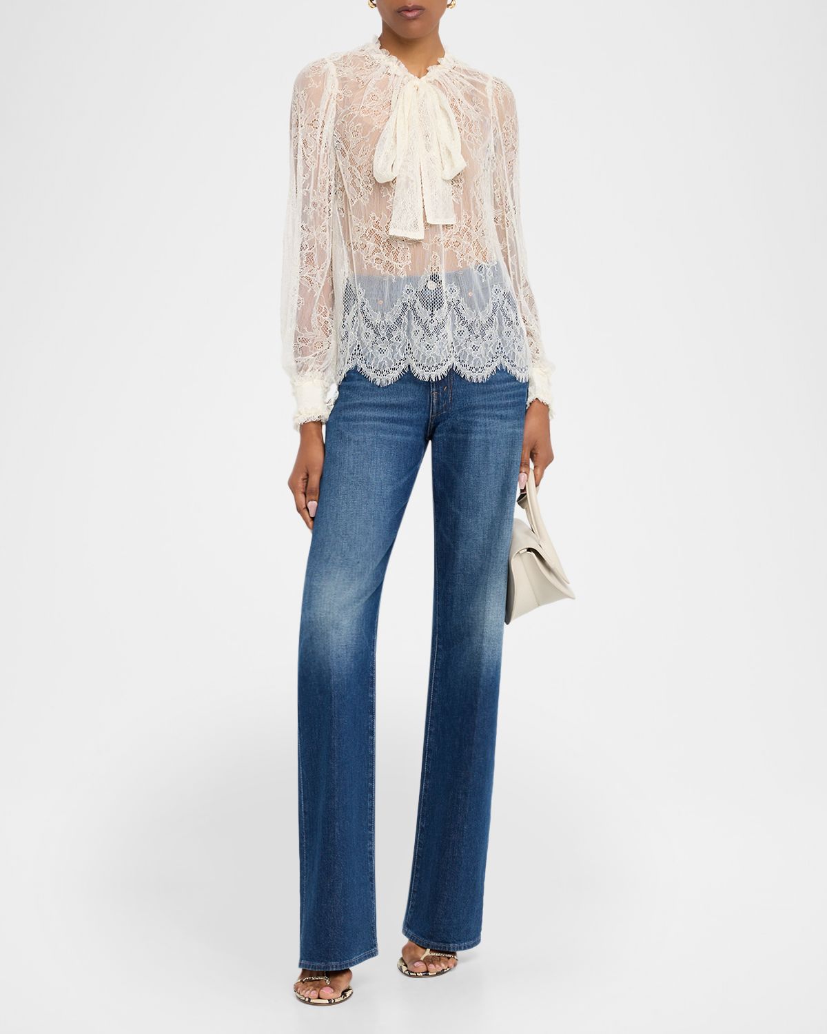 Ulla Johnson Iliana Lace Neck-Tie Blouse