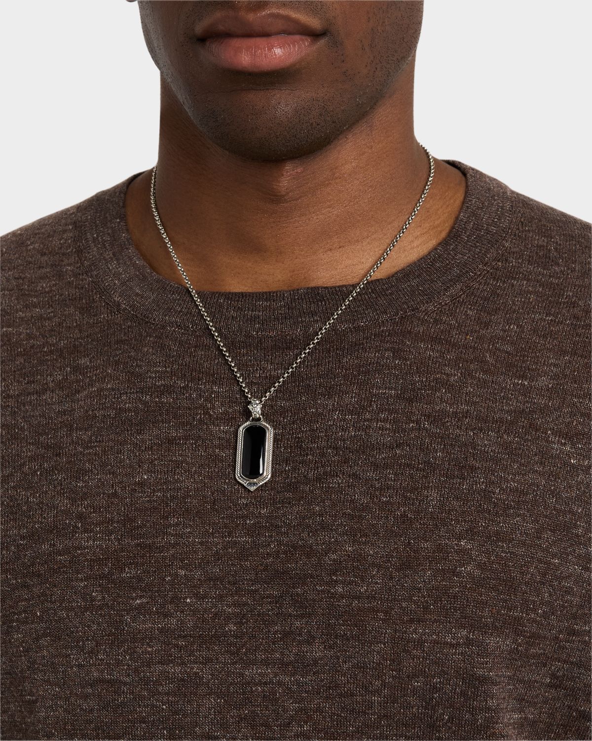 Konstantino Men 's Kavos Sterling Silver and Black Onyx Pendant