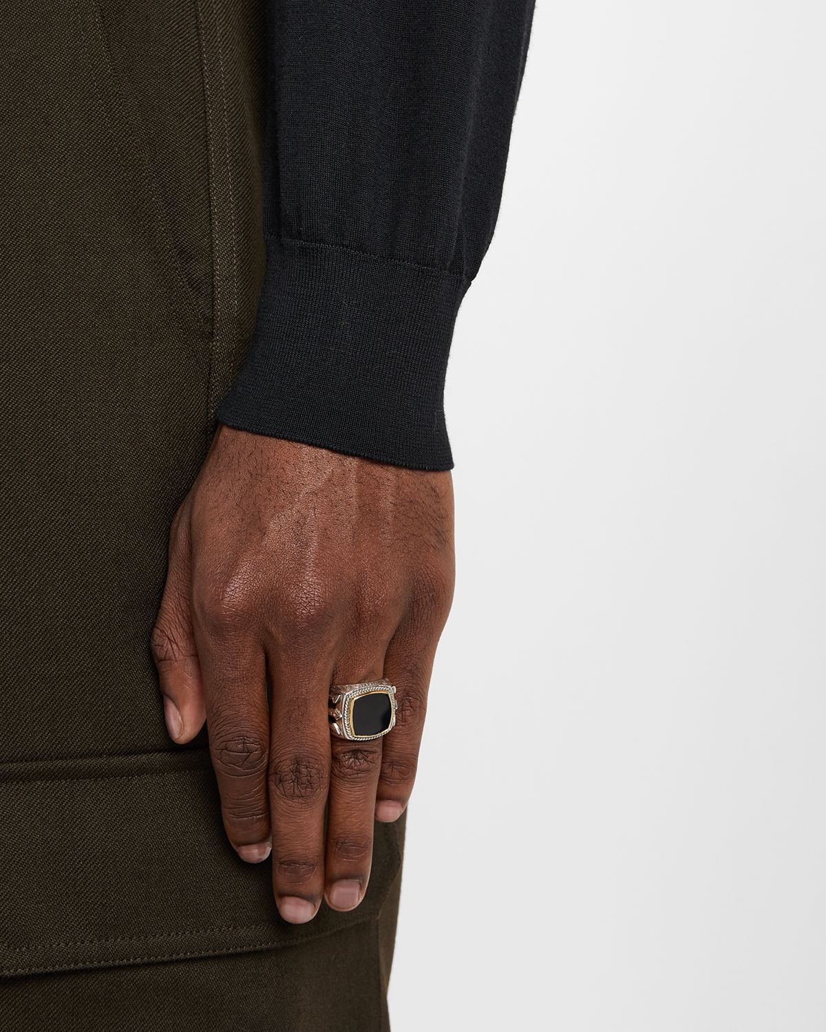 Konstantino Men 's Sterling Silver and 18K Gold Black Onyx Signet Ring