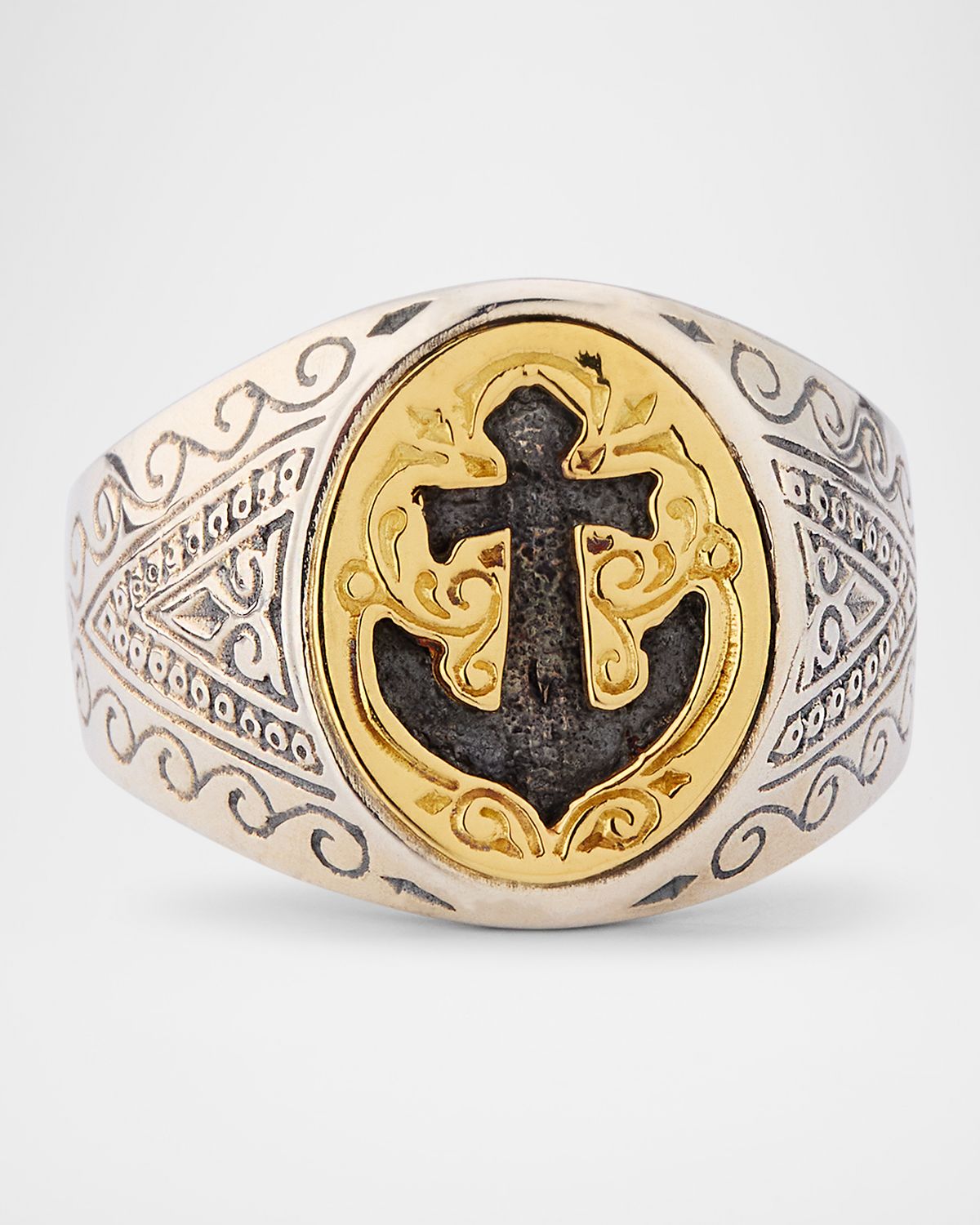 Konstantino Men 's Hydra Sterling Silver and 18K Gold Ring