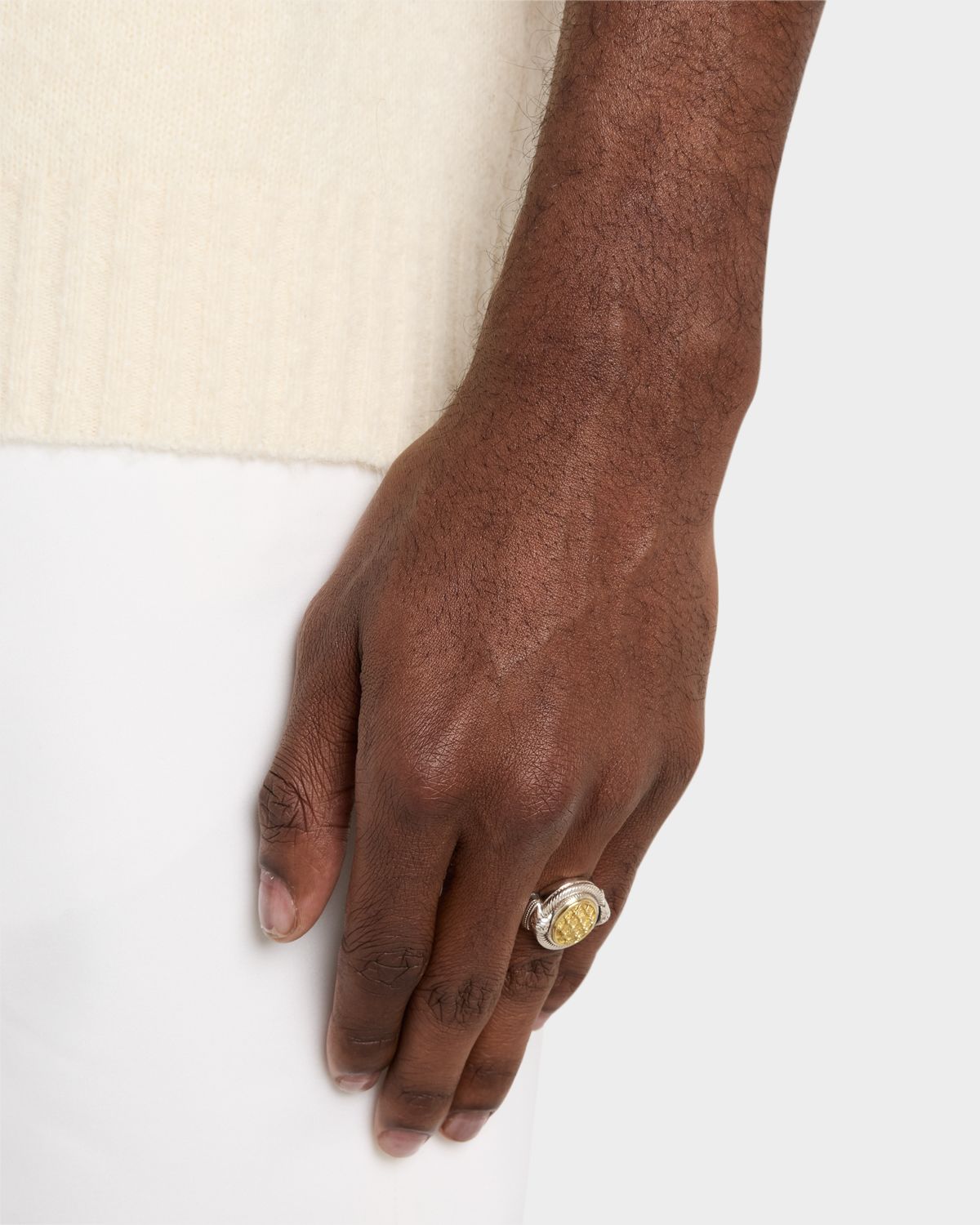 Konstantino Men 's Kavos Sterling Silver and Bronze Signet Ring