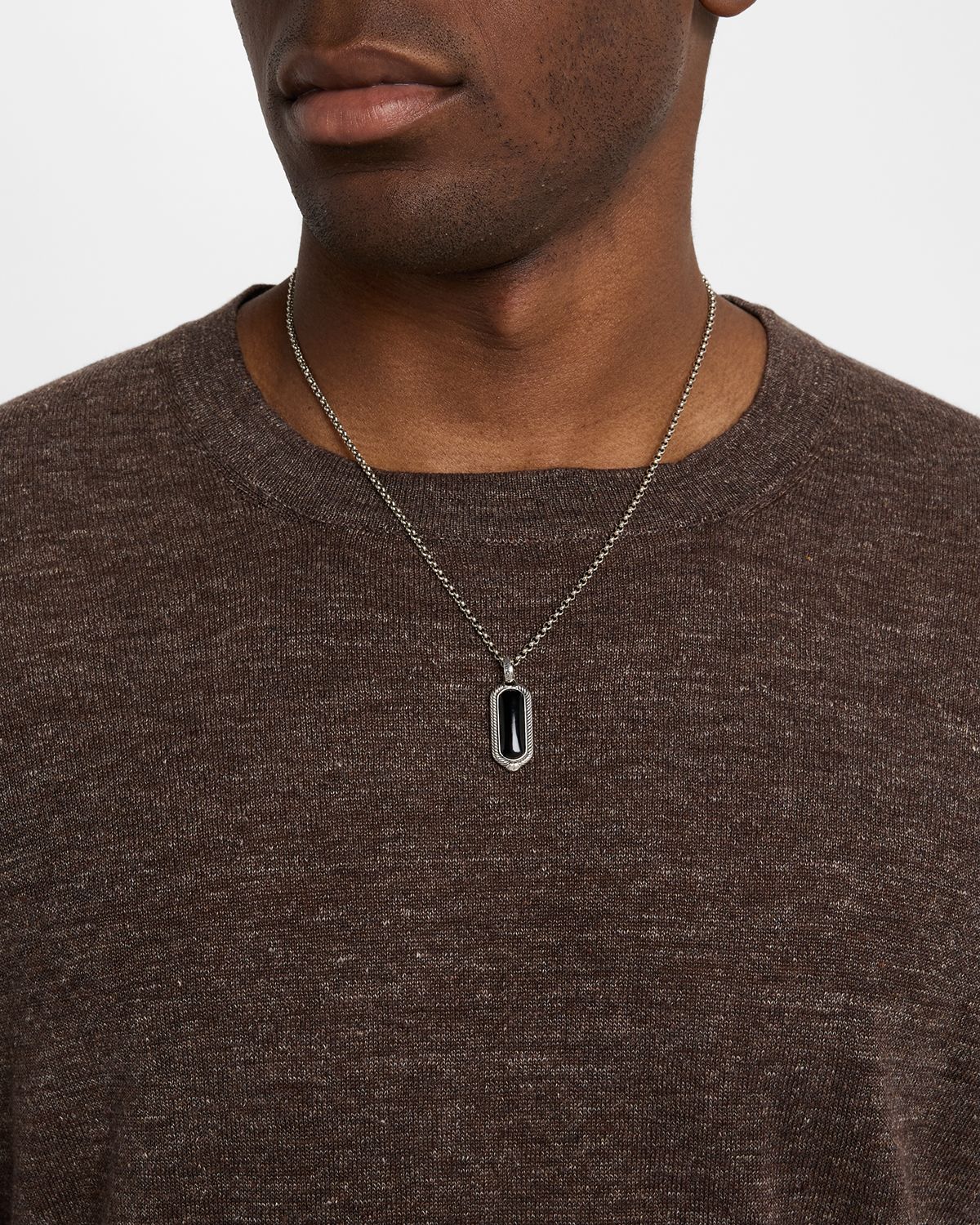 Konstantino Men 's Kavos Sterling Silver and Black Onyx Pendant