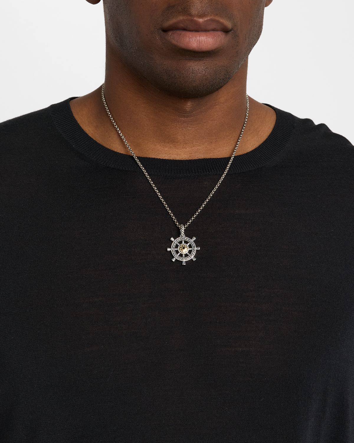 Konstantino Men 's Hydra Sterling Silver and 18K Gold Pendant with Spinel