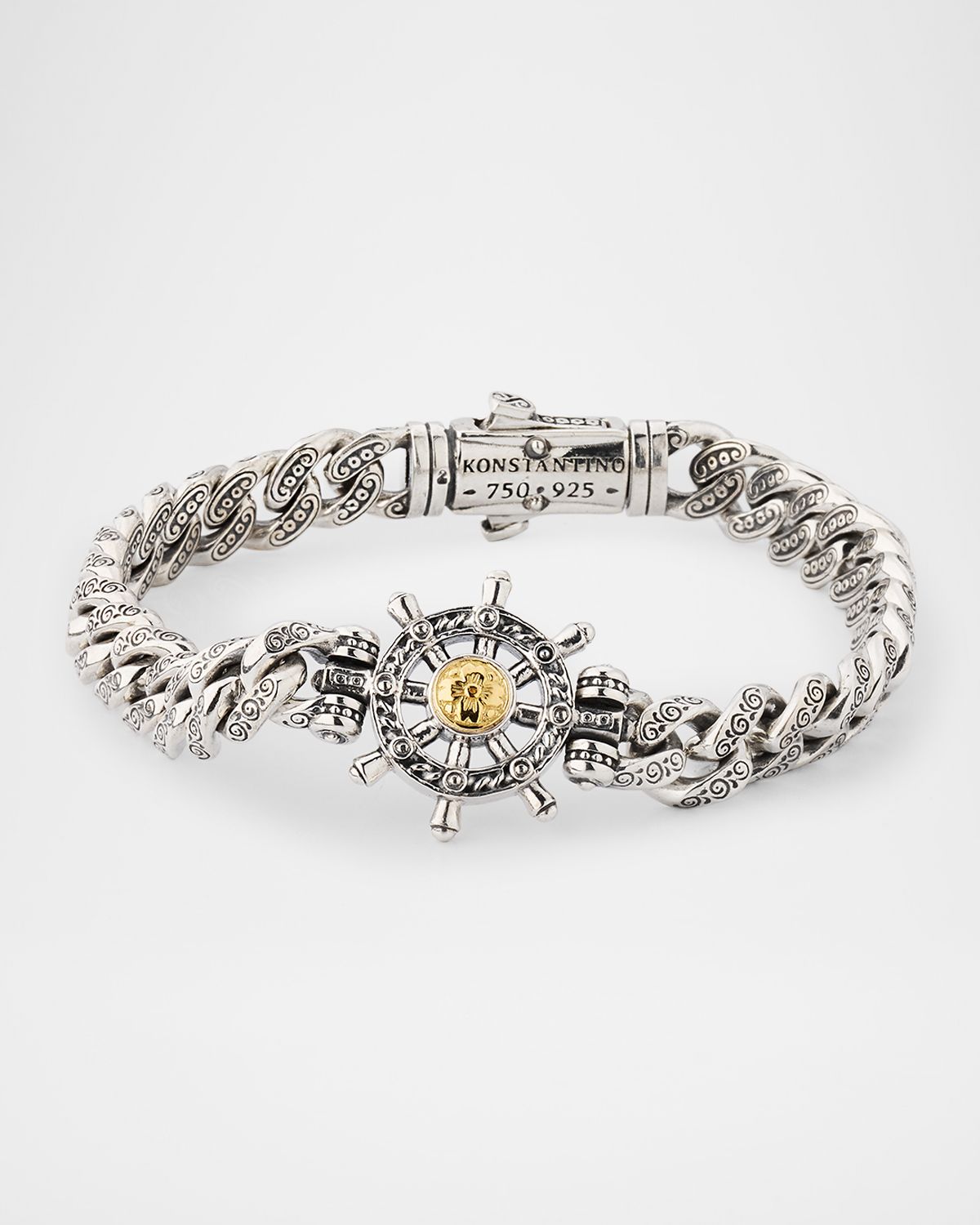 Konstantino Men 's Hydra Sterling Silver and 18K Gold Bracelet