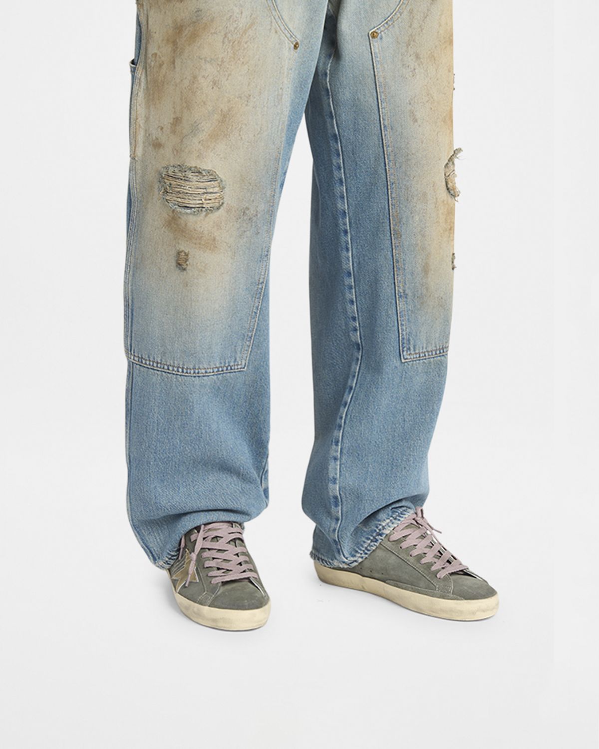 Golden Goose Men 's Super-Star Suede and Metallic Leather Sneakers