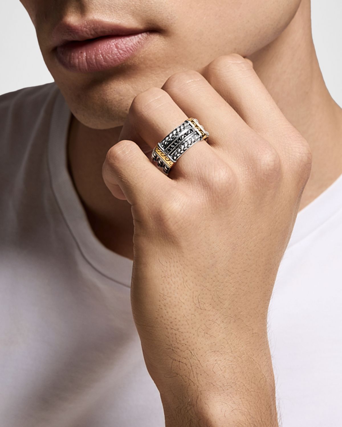 Konstantino Men 's Hydra Spinel Band Ring