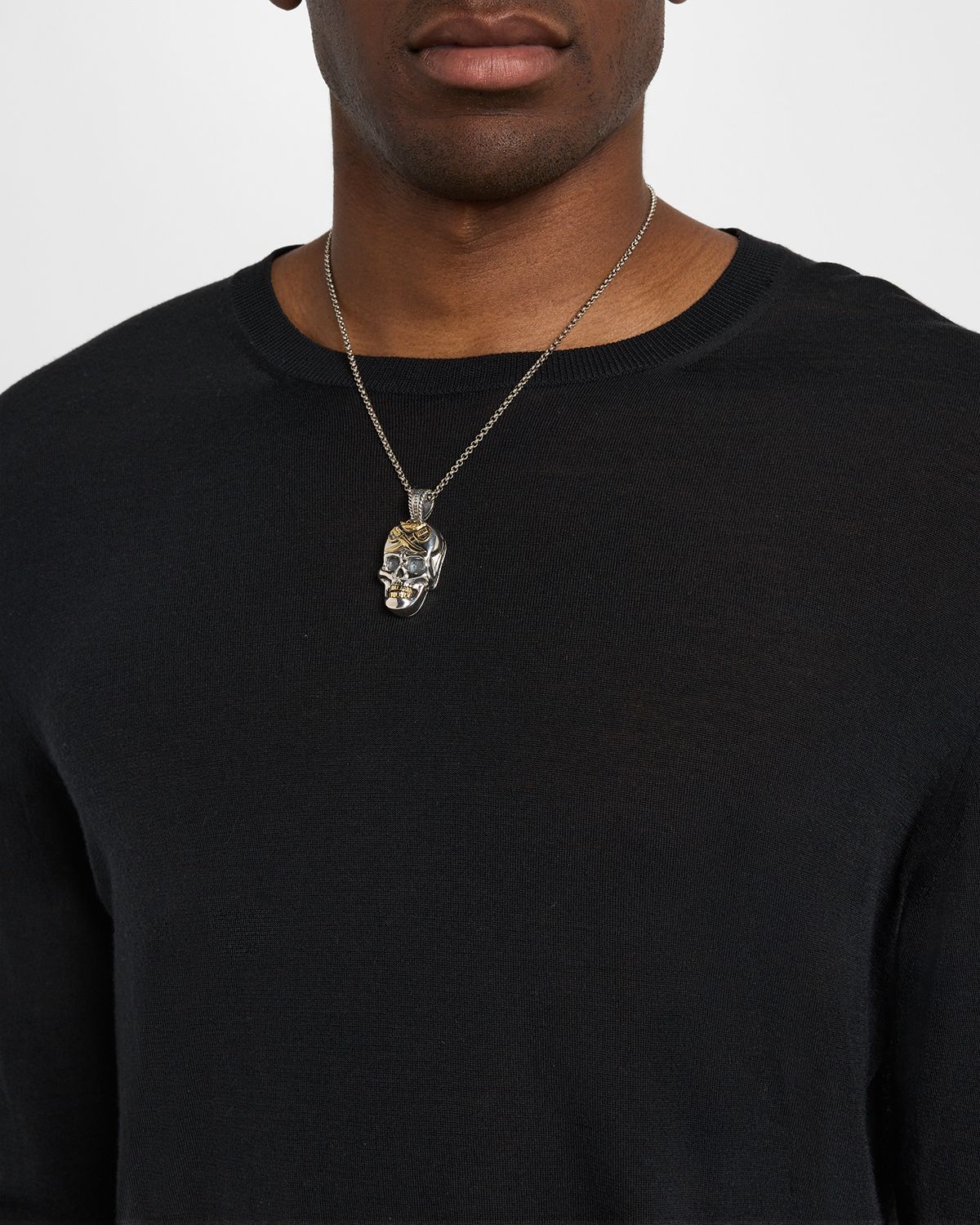 Konstantino Men 's Hydra Sterling Silver and 18K Gold Skull Pendant