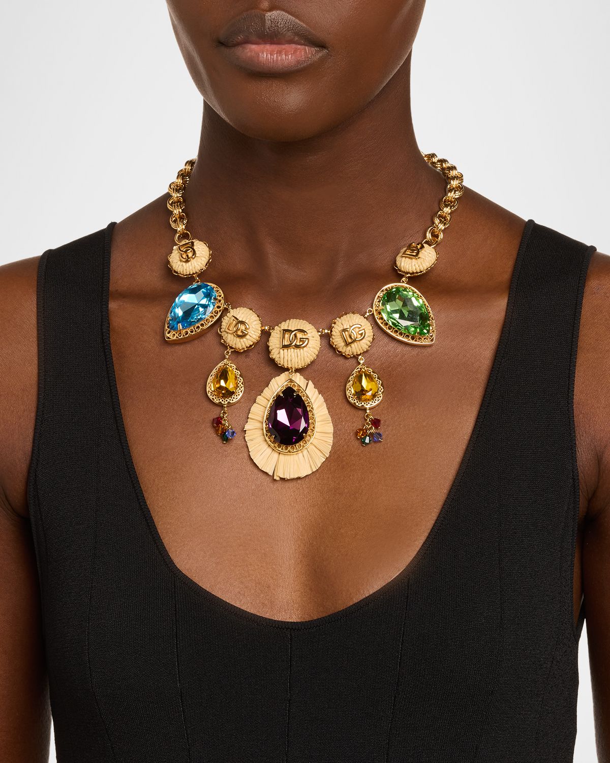 Dolce & Gabbana Bijoux Rhinestone Necklace with DG Logo