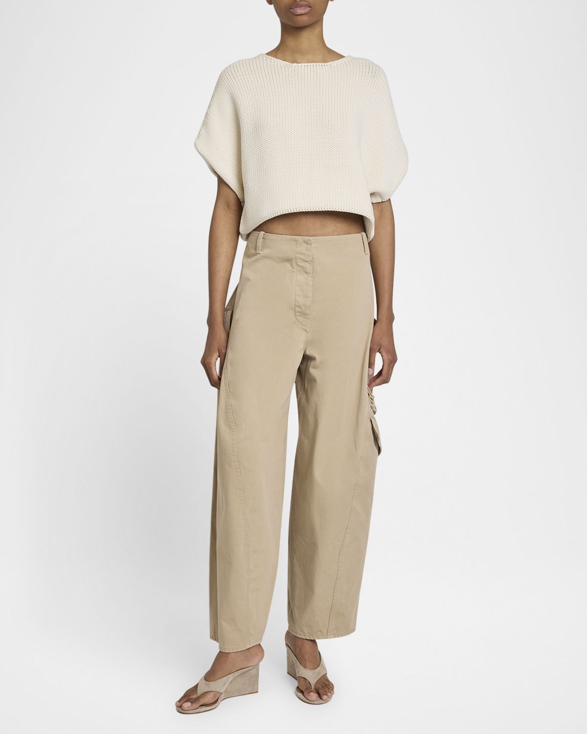 ALAIA Mid-Rise Washed Chino Barrel-Leg Cargo Trousers