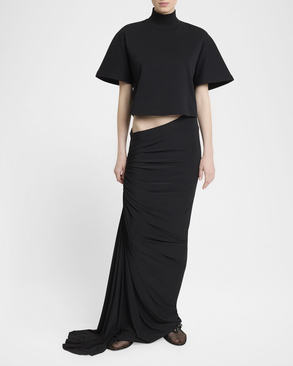 ALAIA Ruched Long Skirt