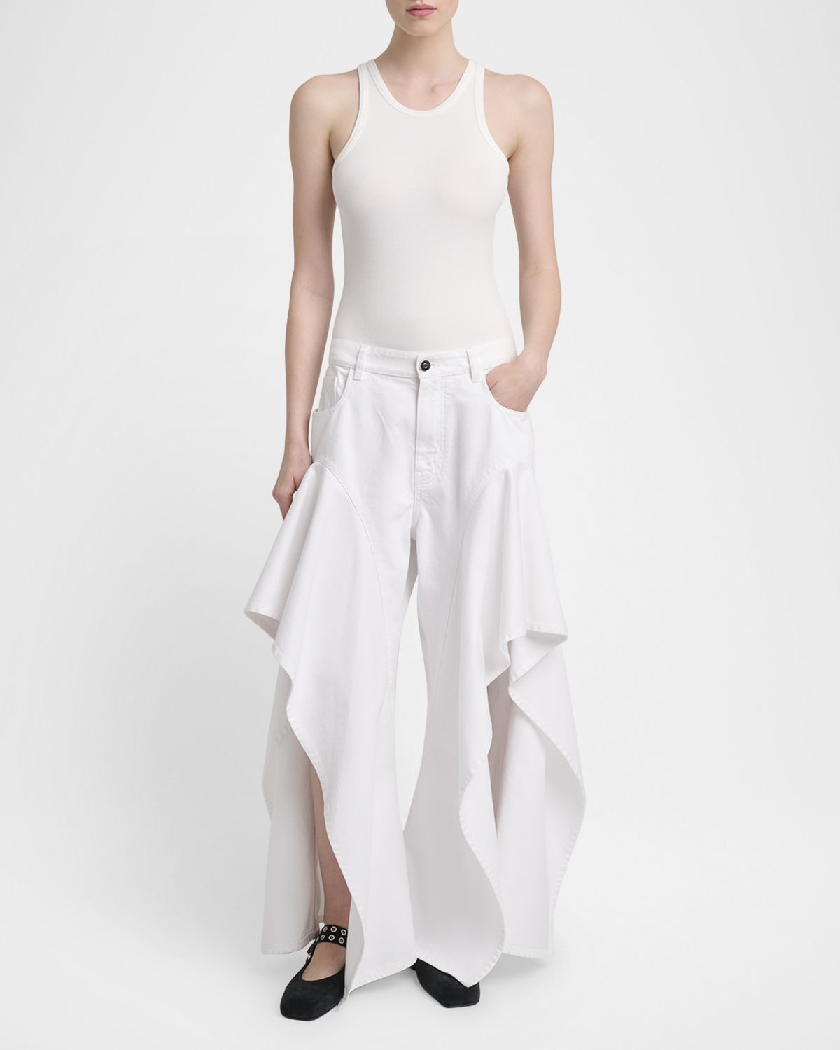 ALAIA Ruffle Slit Jeans