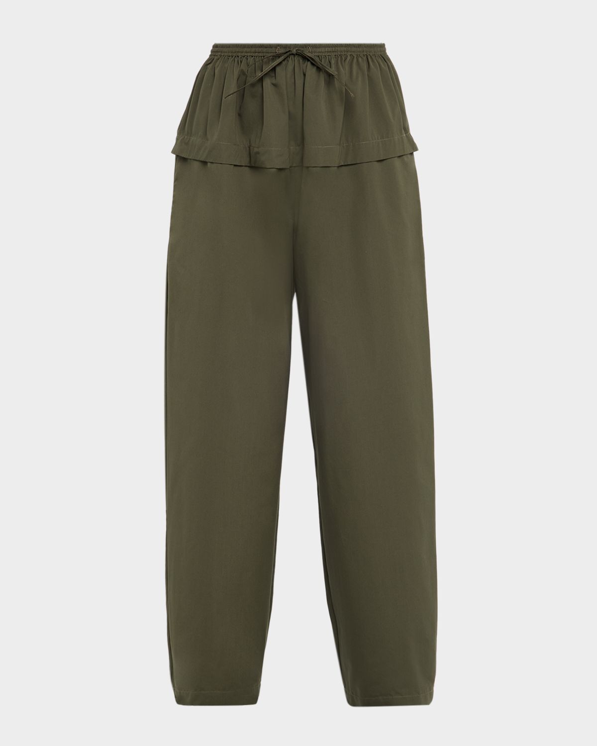 ALAIA Peplum Wide-Leg Drawstring Pants