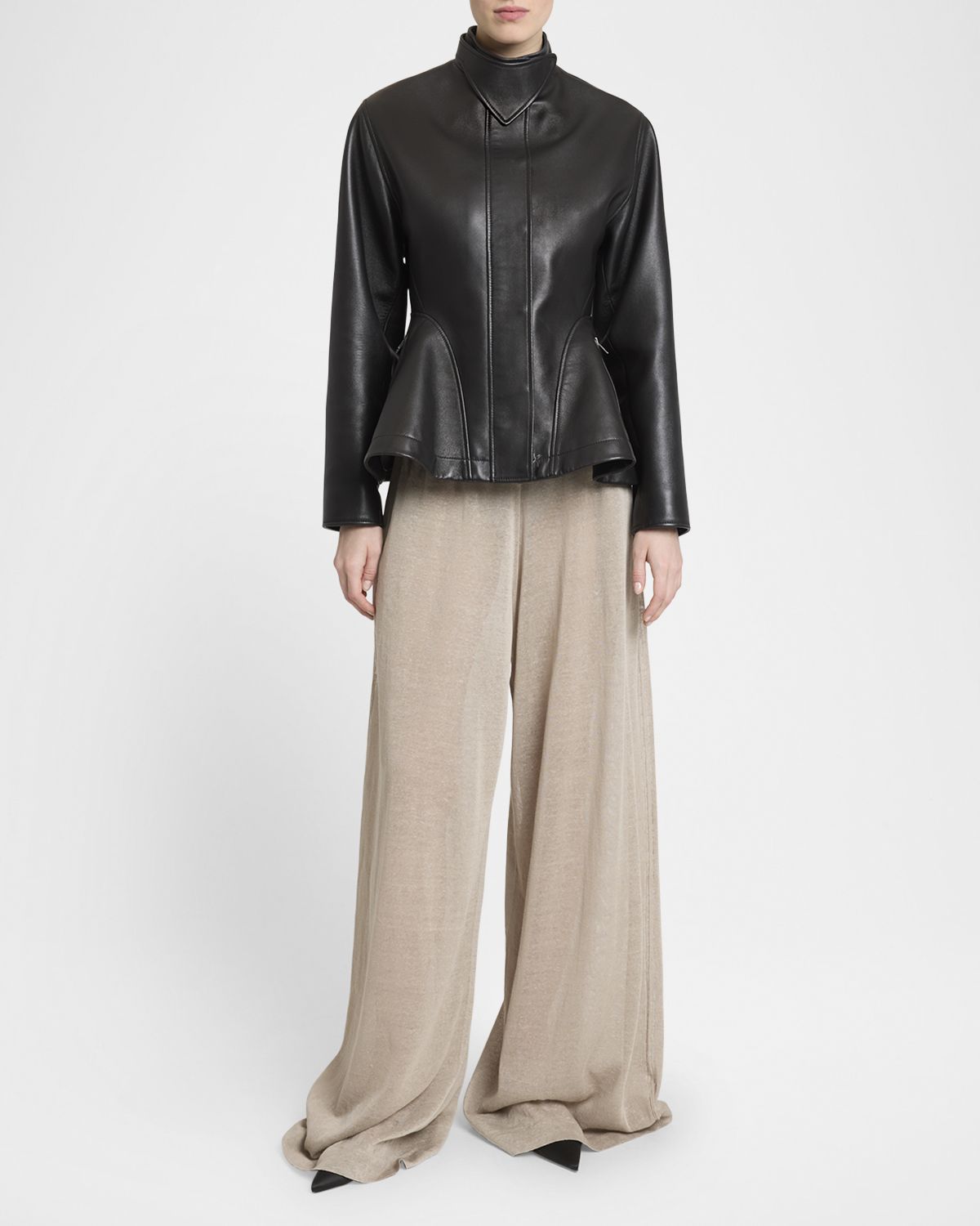 ALAIA Flowy Silk Linen Knit Pants