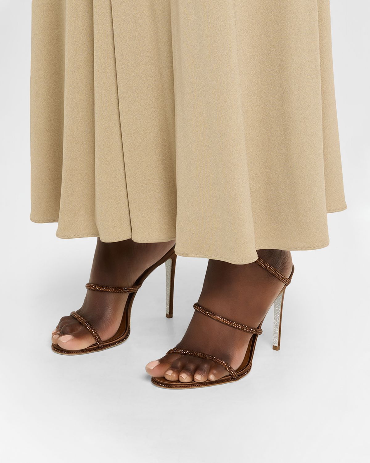 Rene Caovilla Cleo Crystal Satin Snake-Wrap Sandals